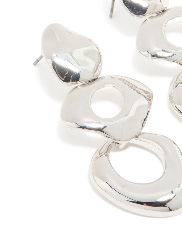 Silver Open Orb Drop Earrings