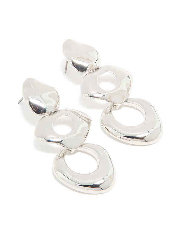 Silver Open Orb Drop Earrings