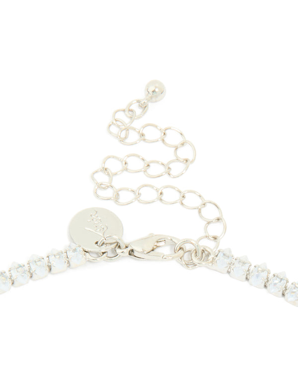 Silver Cubic Zirconia Vintage Multi Pear Drops Necklace
