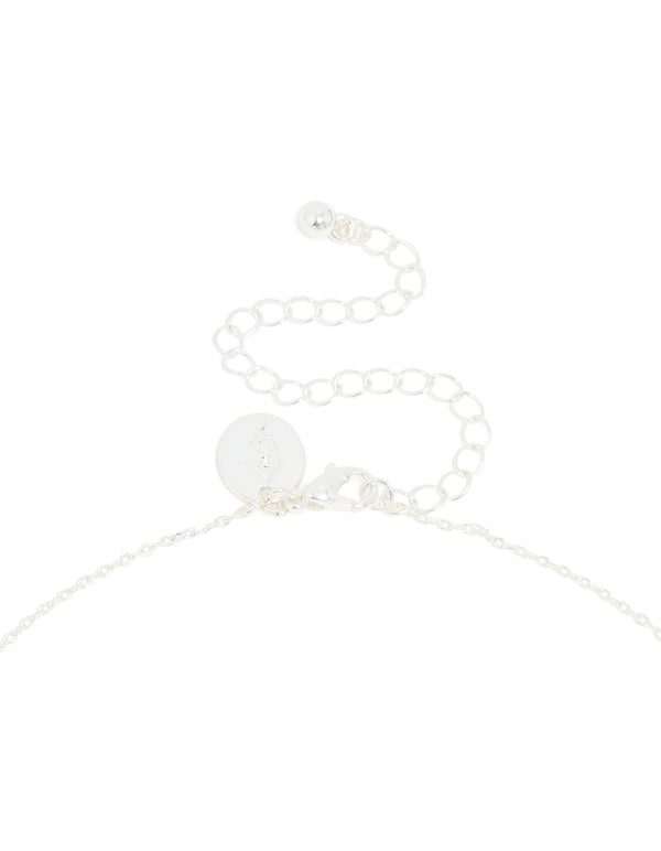 Silver Plated Cubic Zirconia & Freshwater Pearl Dainty Y-Necklace