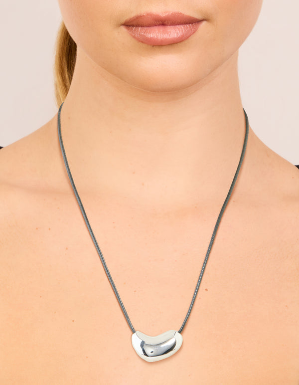 Waterproof Stainless Steel Pebble Pendant Cord Necklace
