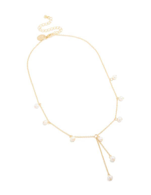 Gold Plated Freshwater Pearl Y-Necklace