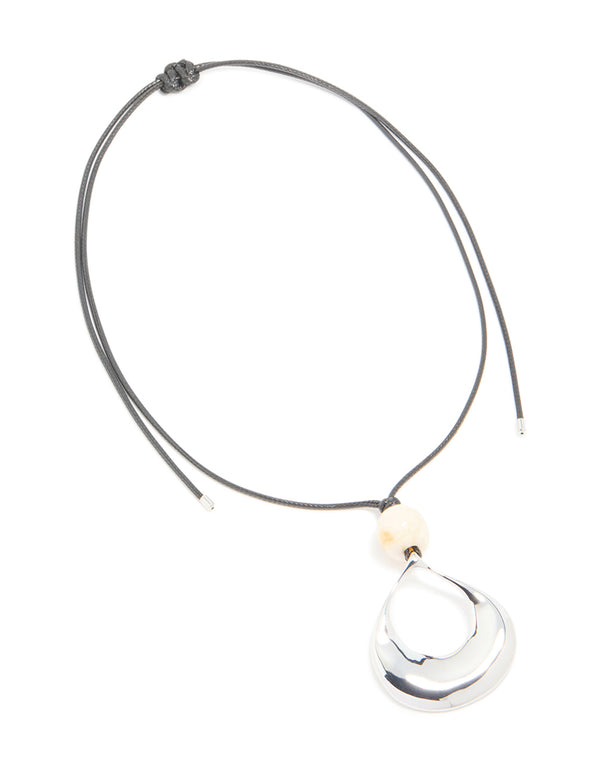 Silver & Beaded Open Pendant Necklace