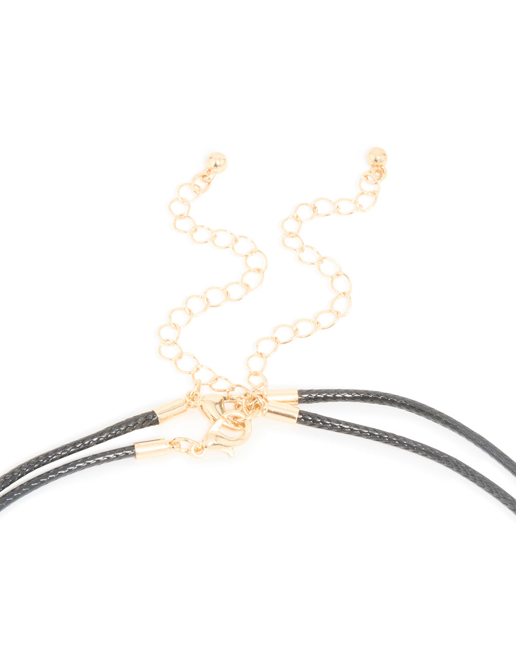 Black & Red Acrylic Pebble Cord Layered Necklace
