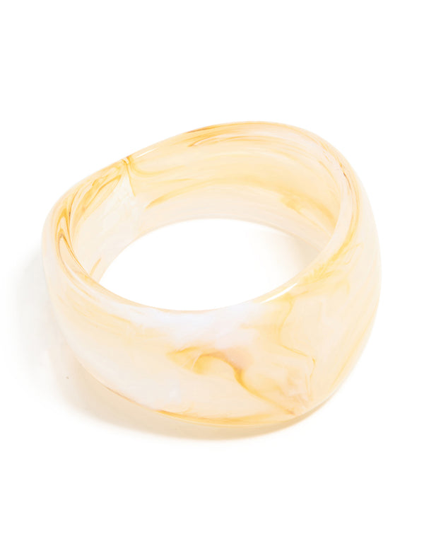 Cream Marbled Acrylic Statement Bangle