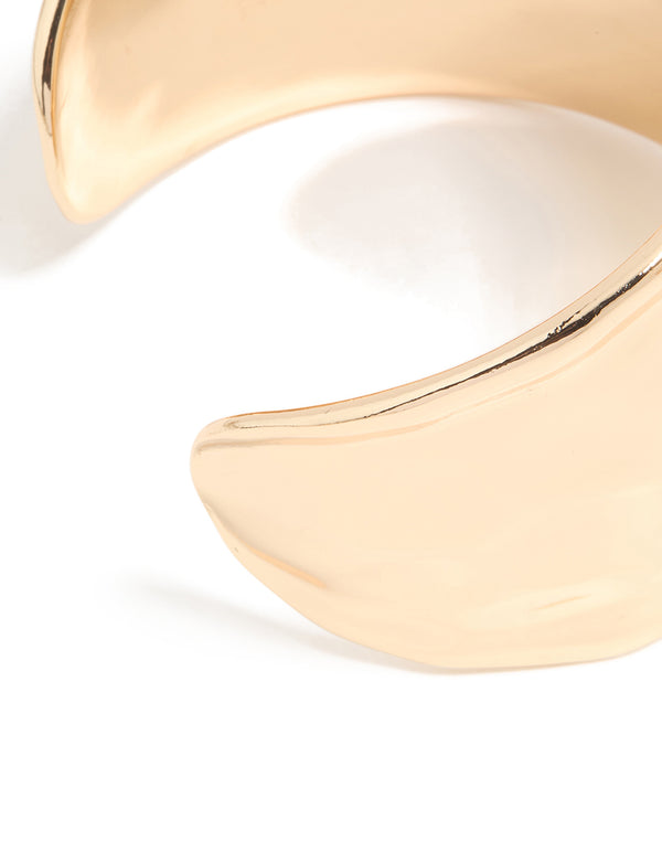 Gold Brown Stone Large Statement Wrist Cuff