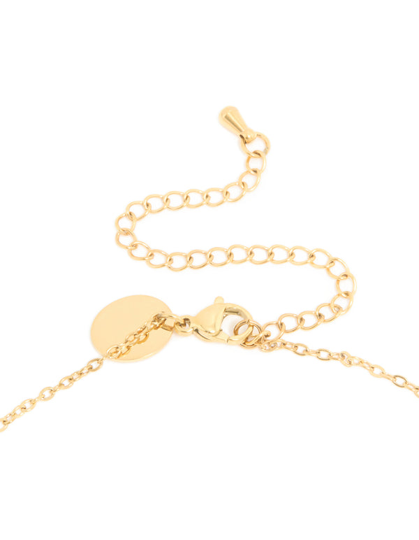 Waterproof Gold Plated Stainless Steel August Light Green Cubic Zirconia Birthstone Necklace & Earrings Set