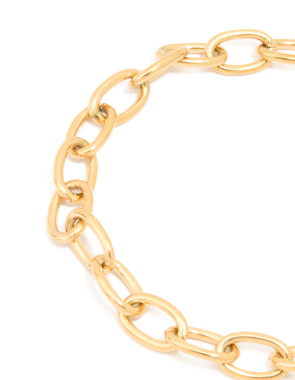 Waterproof Gold Plated Stainless Steel Chain Heart Clasp Bracelet