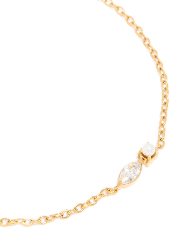 Waterproof Gold Plated Stainless Steel June Cubic Zirconia Birthstone Bracelet