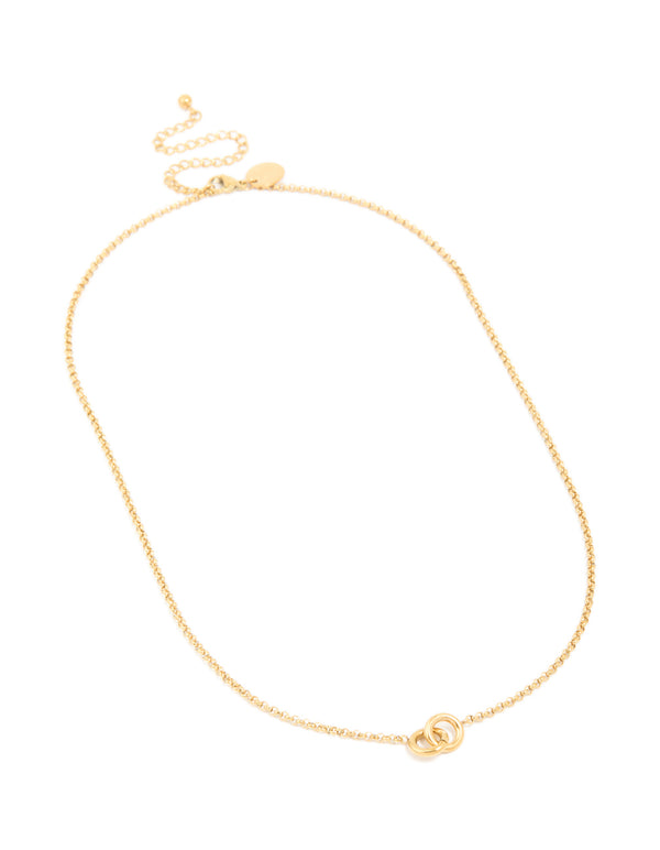 Waterproof Gold Plated Stainless Steel Interlock Loops Pendant Necklace