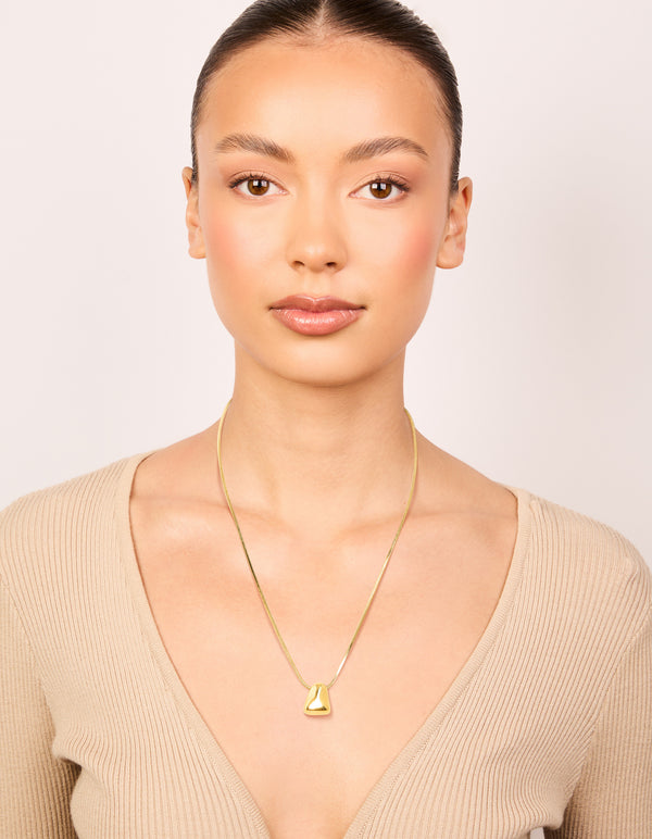Waterproof Gold Plated Stainless Steel Organic Nugget Pendant Necklace