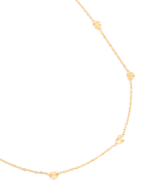 Waterproof Gold Plated Stainless Steel Micro Hearts Necklace