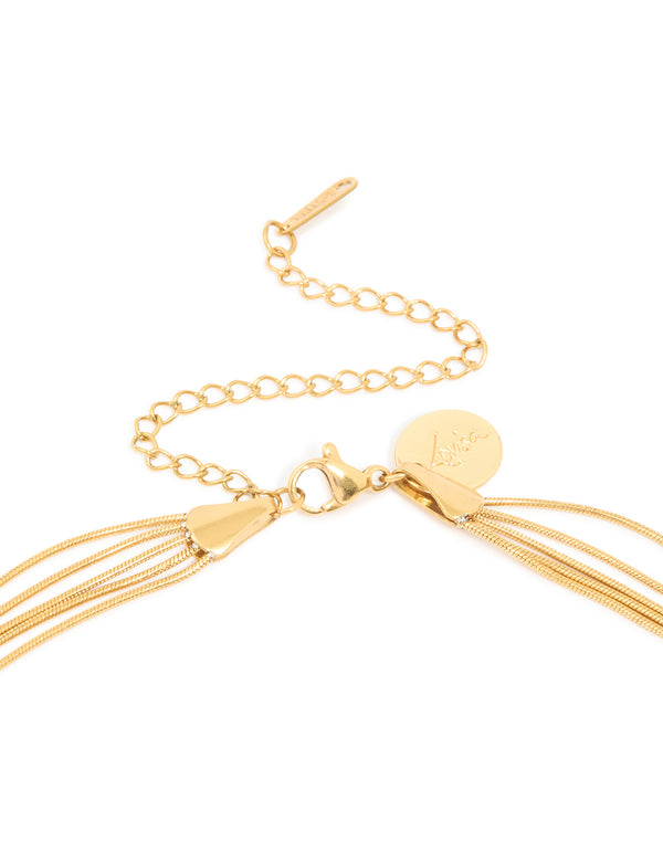 Waterproof Gold Plated Stainless Steel Multi Snake Chain Layered Necklace