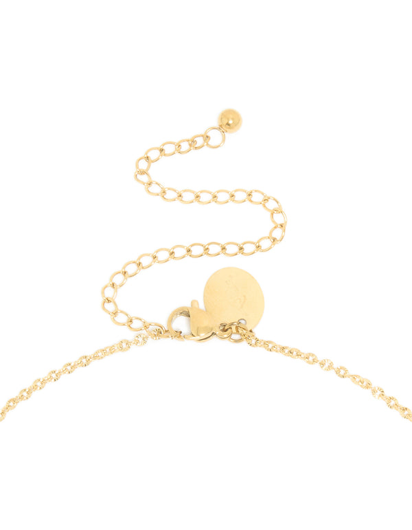 Waterproof Gold Plated Stainless Steel Disc Chain Y-Necklace