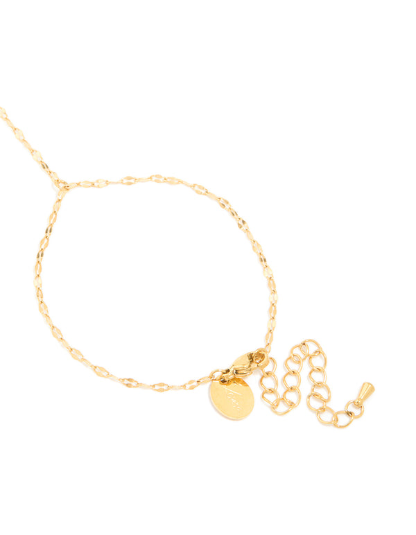 Beautifully designed waterproof hand chain crafted from gold plated stainless steel closure detail view