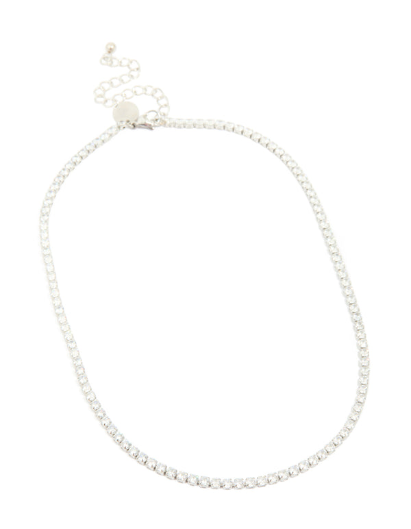 Waterproof Stainless Steel Cubic Zirconia Classic Tennis Necklace