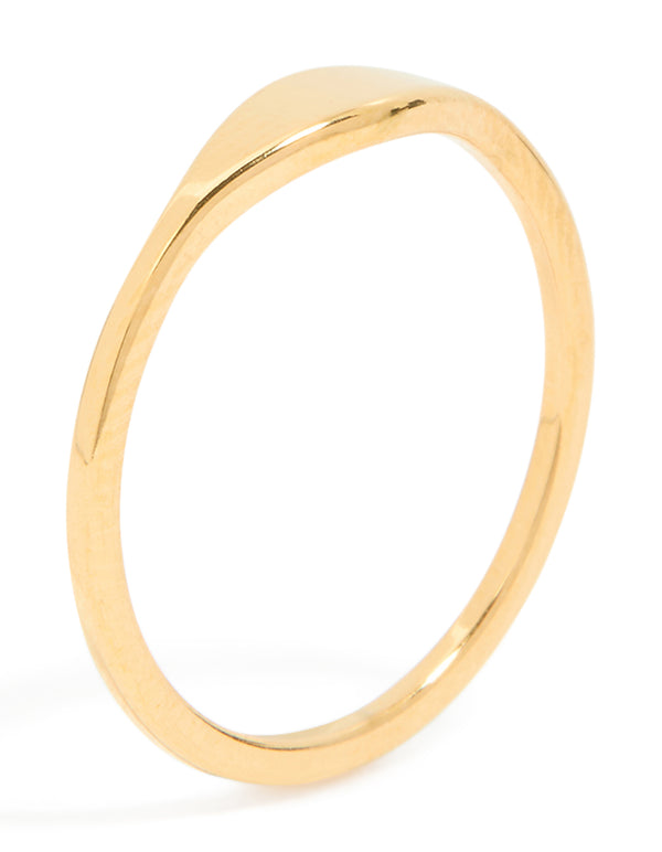 Designed with waterproof gold plated stainless steel in a dainty signet ring style side detail view