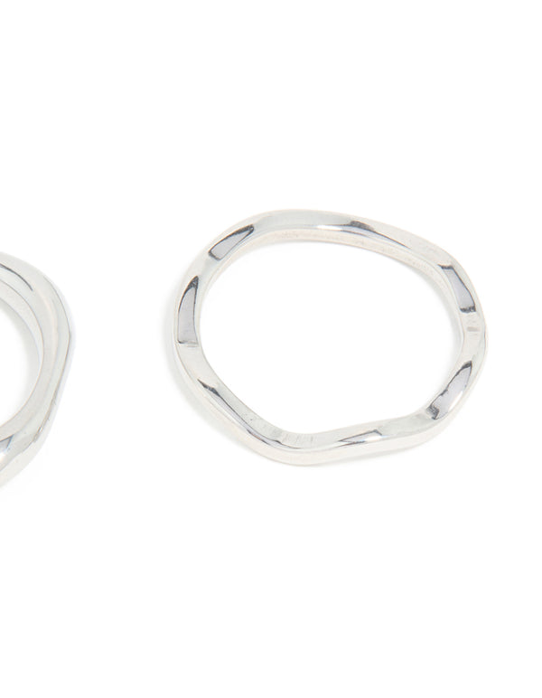 Designed with Waterproof Stainless Steel Organic Rings 3-Pack featuring statement style in silver close up view