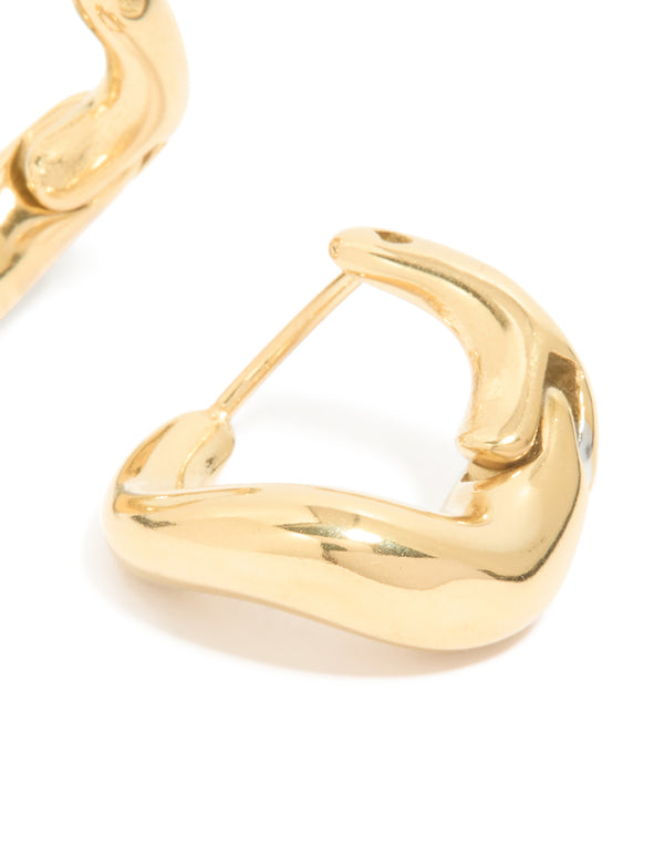 Waterproof Gold Plated Stainless Steel Bendy Metal Hoop Earrings