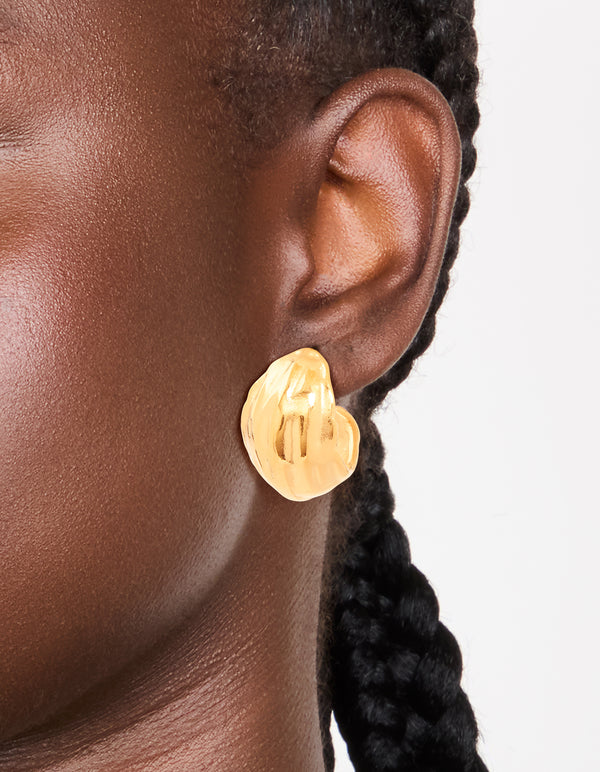 Waterproof Gold Plated Stainless Steel Curved Hoop Earrings