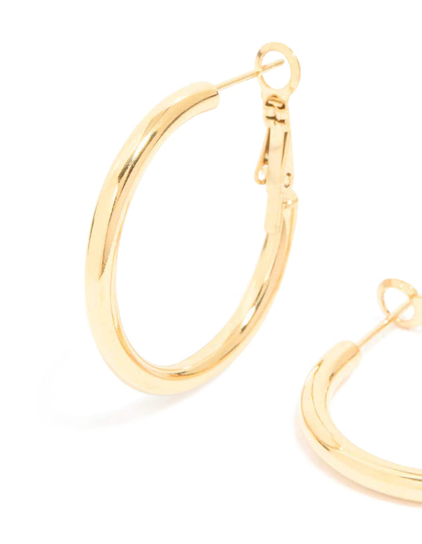 Waterproof Gold Plated Stainless Steel Hoop Earrings