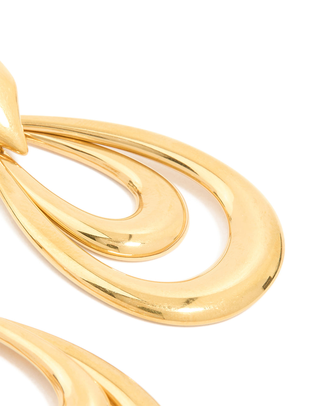 Elegant waterproof gold plated stainless steel double doorknocker earrings with statement style post detail view