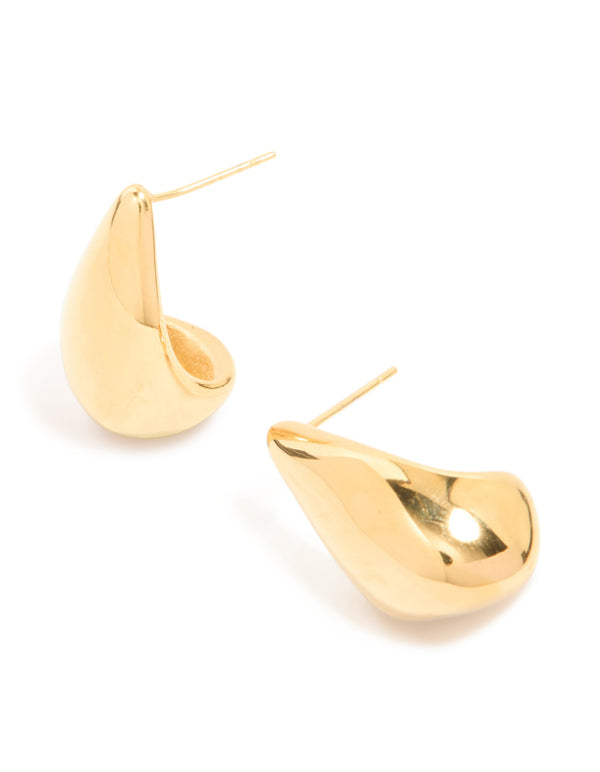These waterproof button stud earrings are crafted from gold plated stainless steel front view