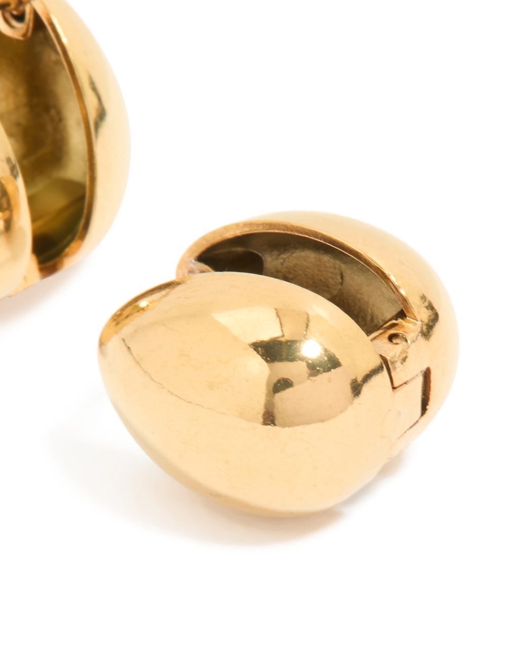 Highlighting waterproof gold plated stainless steel chunky pebble huggie earrings post detail view
