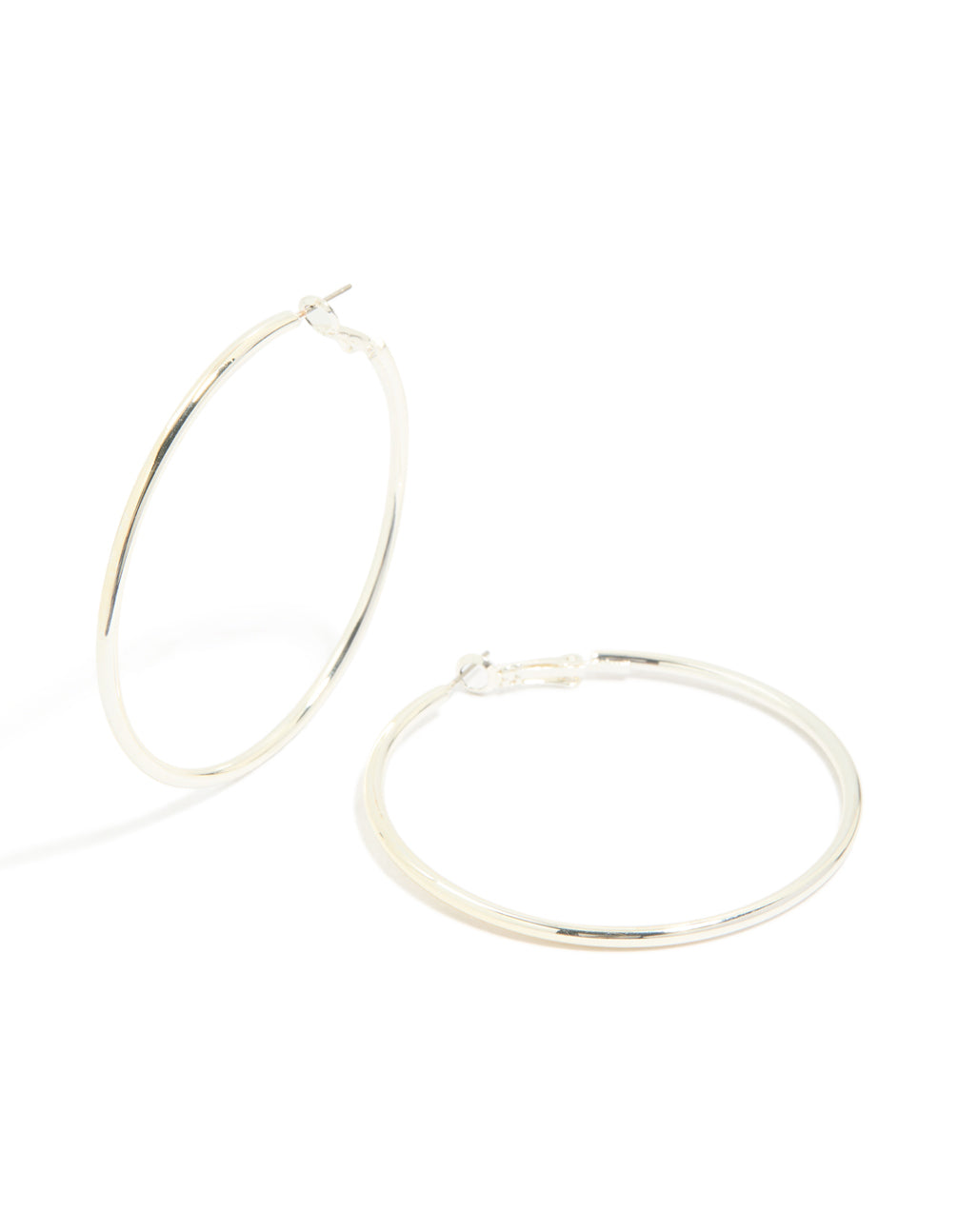 Silver Thin Round Hoop Earrings