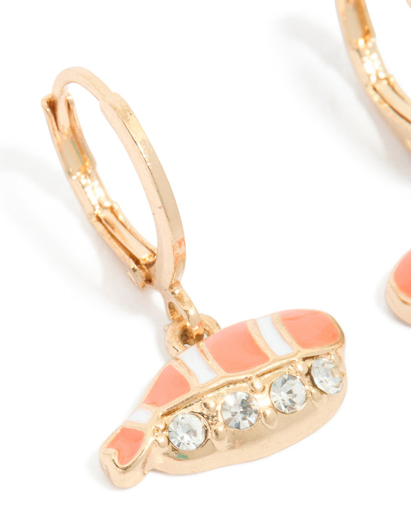 Gold Diamante Sashimi Huggie Earrings