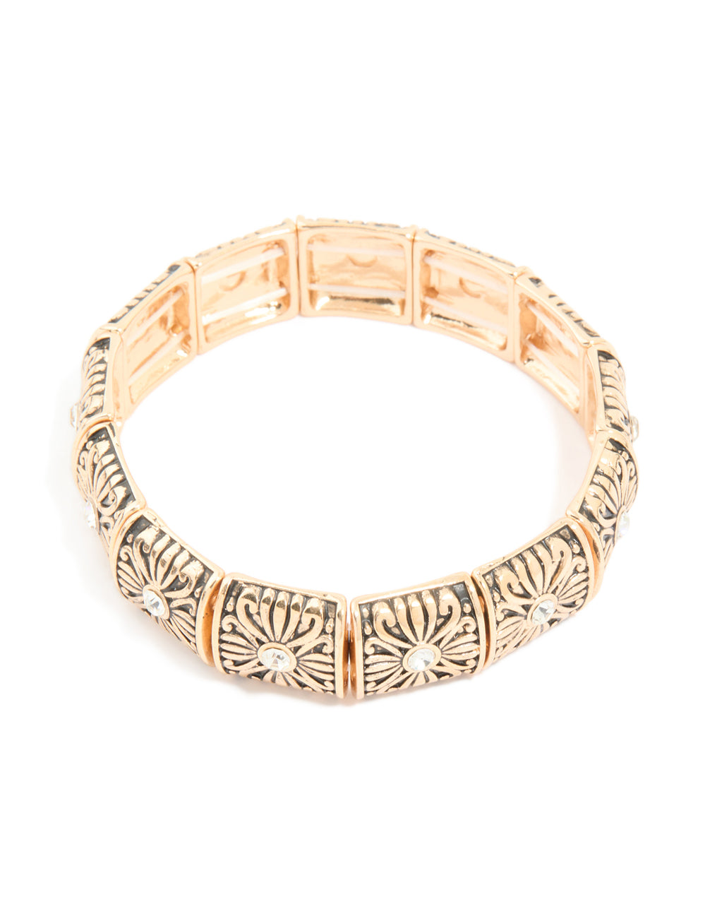 Antique Gold Diamante Boho Stretch Bracelet