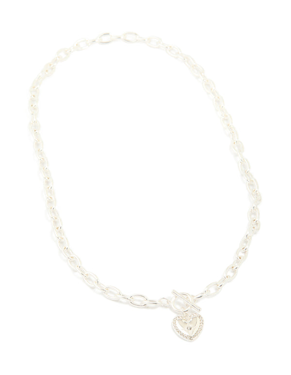 Silver Chain Heart Pendant Necklace