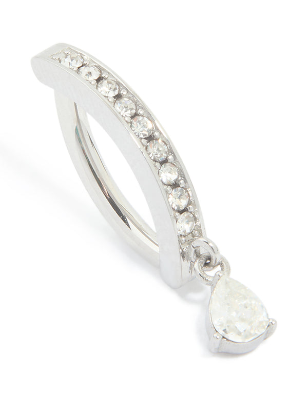 Surgical Steel Cubic Zirconia Curved Drop Belly Ring