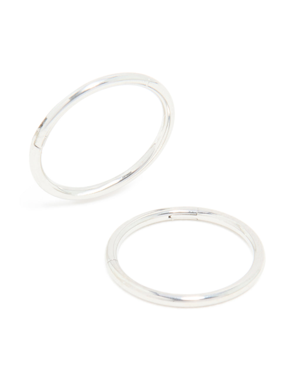 Showcasing kids surgical steel sleeper hoop earrings in silver front view