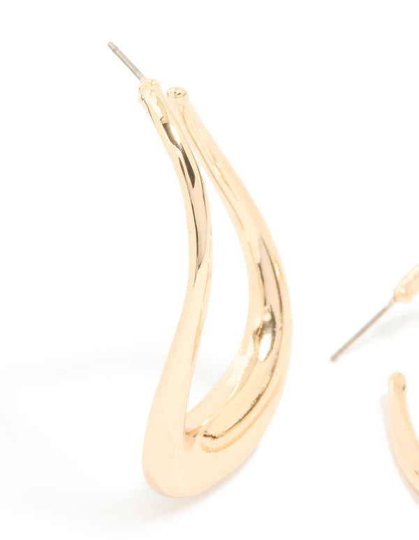 Gold Medium 3D Round Stud Earrings