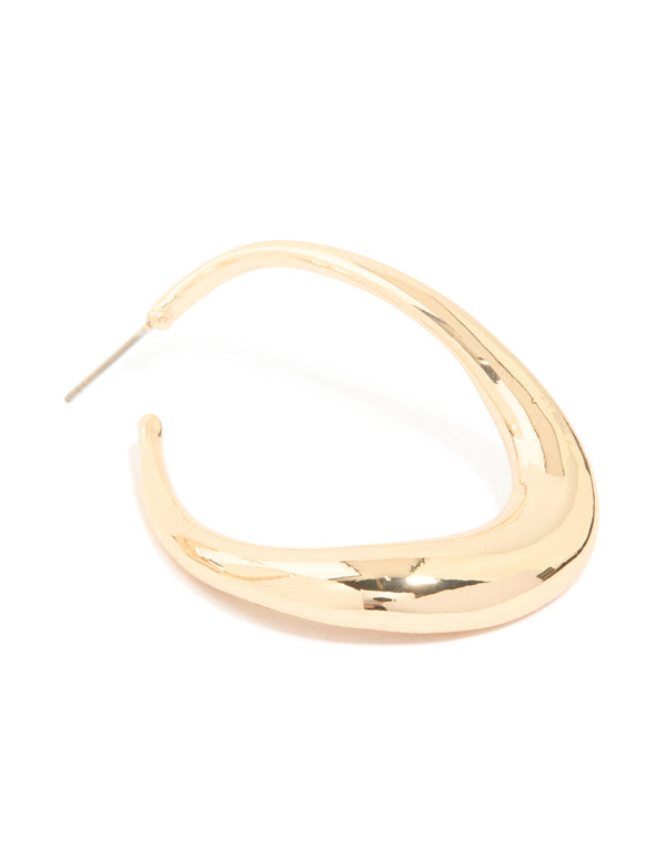 Gold Medium 3D Round Stud Earrings