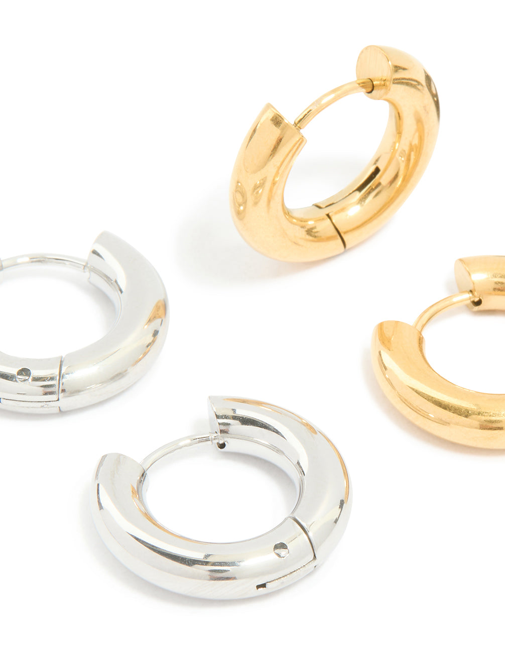 Waterproof Mixed Metal Stainless Steel Huggie Earrings 3-Pack