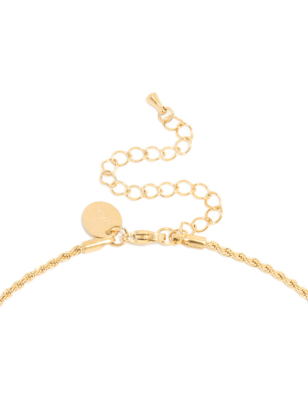 Featuring waterproof gold plated stainless steel tiger's eye semi precious stone pendant necklace clasp detail view