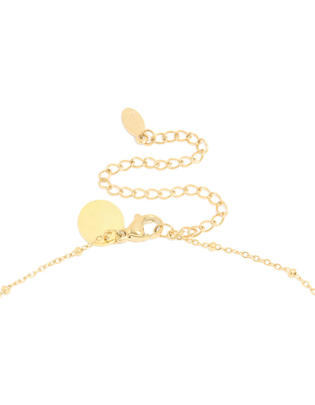 Waterproof Gold Plated Stainless Steel Diamante Circle & Cherry Charms Necklace