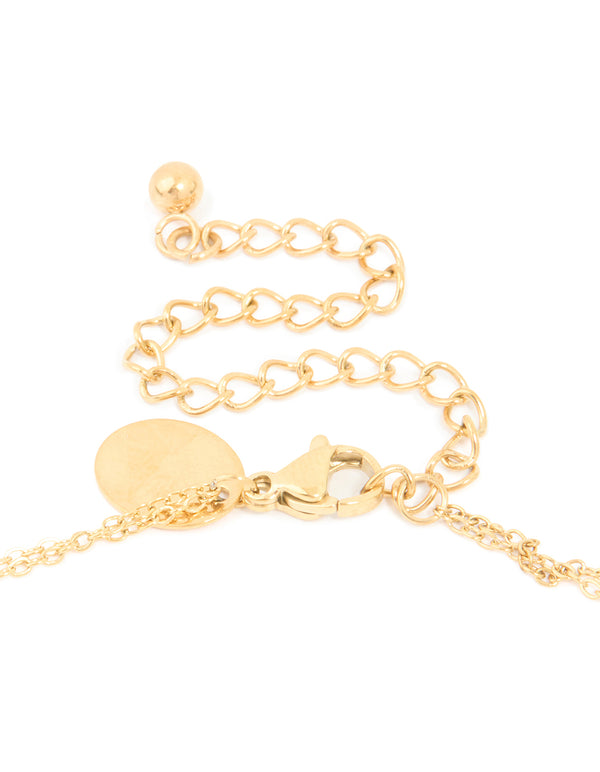 Waterproof Gold Plated Stainless Steel Cubic Zirconia Layered Necklace