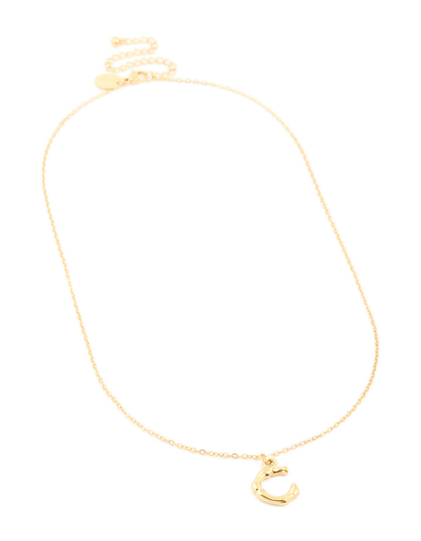 Waterproof Gold Plated Stainless Steel Bamboo Letter C Necklace