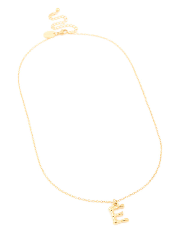 Waterproof Gold Plated Stainless Steel Bamboo Letter E Necklace