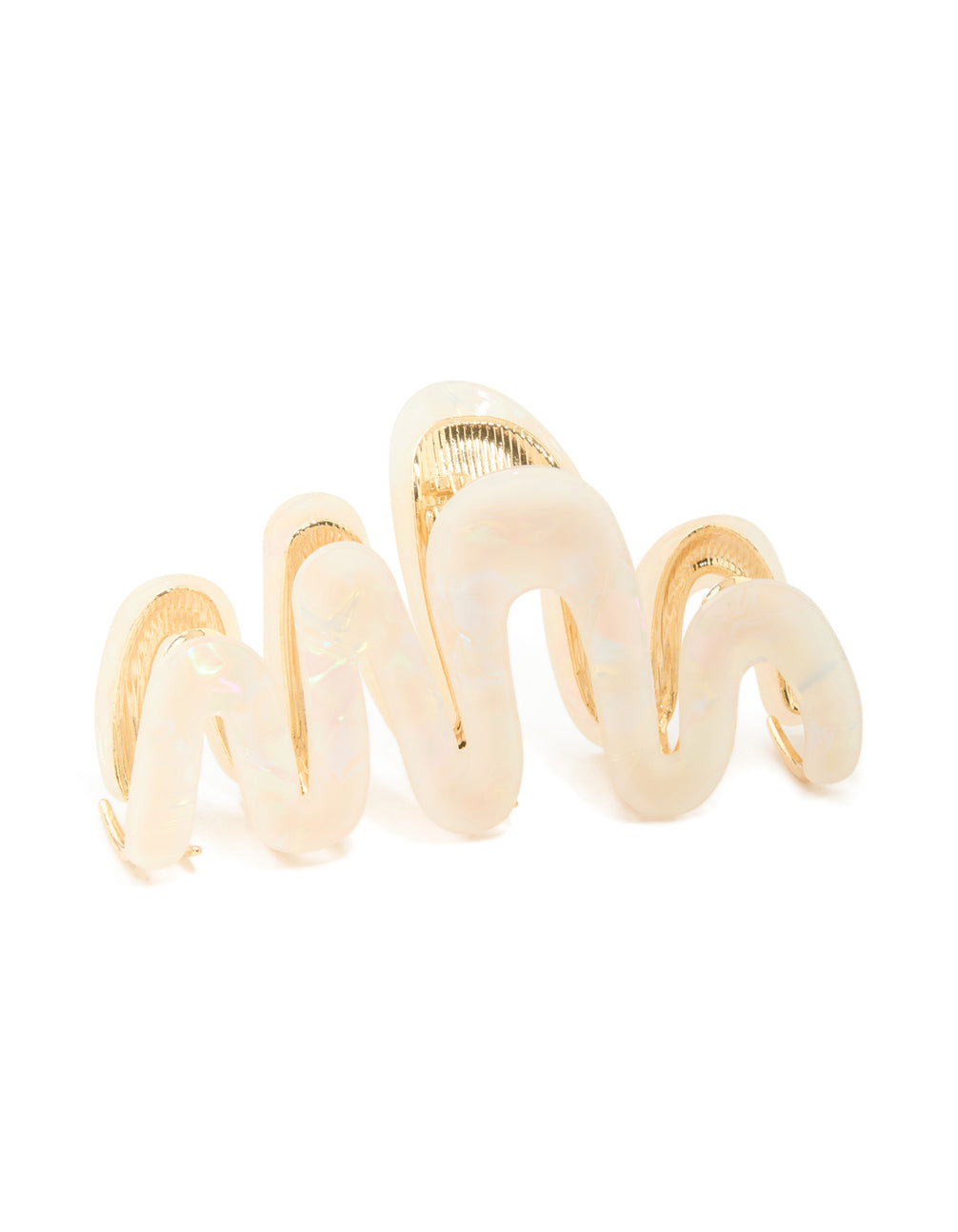 Gold Acrylic Pearl Squiggle Claw Clip