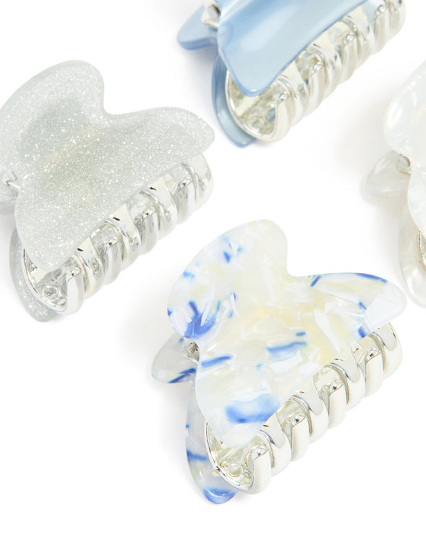White & Blue Claw Clips 4-Pack