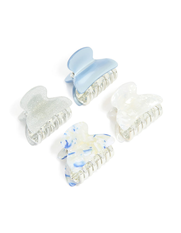 White & Blue Claw Clips 4-Pack
