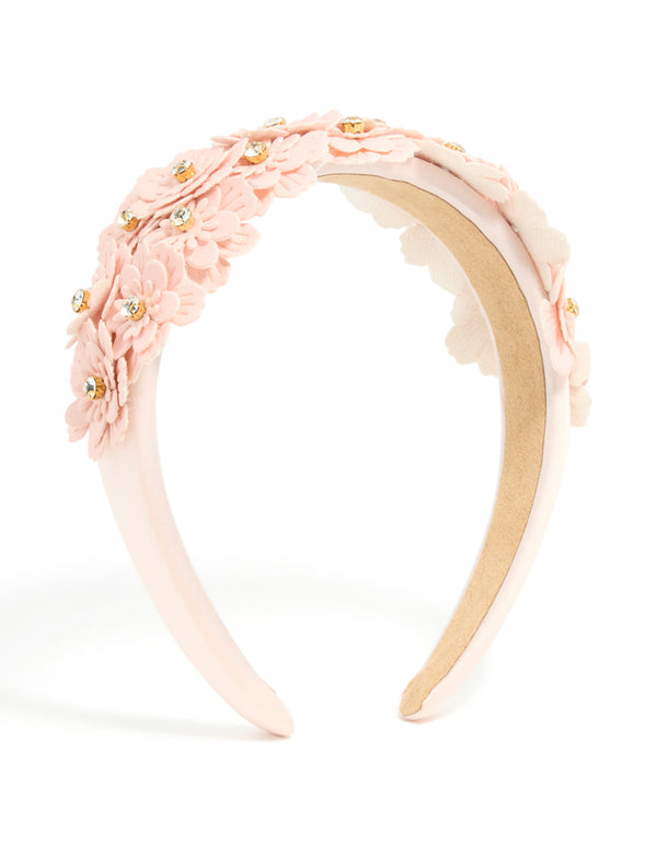 Pink PU Leather Cutout Flowers Headband