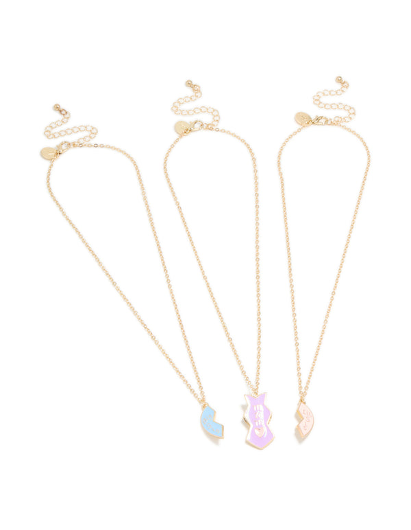 Kids Gold Mum & Sister Necklaces 3-Pack