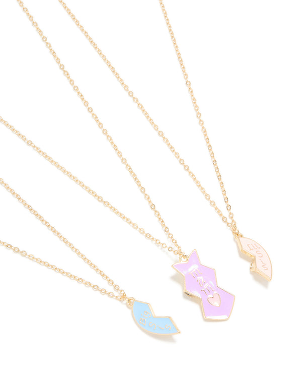 Kids Gold Mum & Sister Necklaces 3-Pack