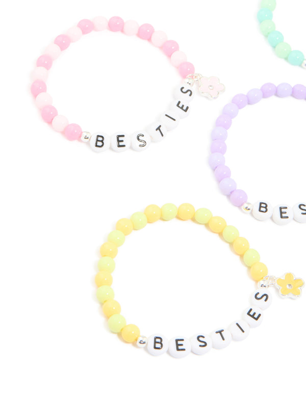 Kids Multicoloured Beaded 'Besties' Stretch Bracelets 5-Pack