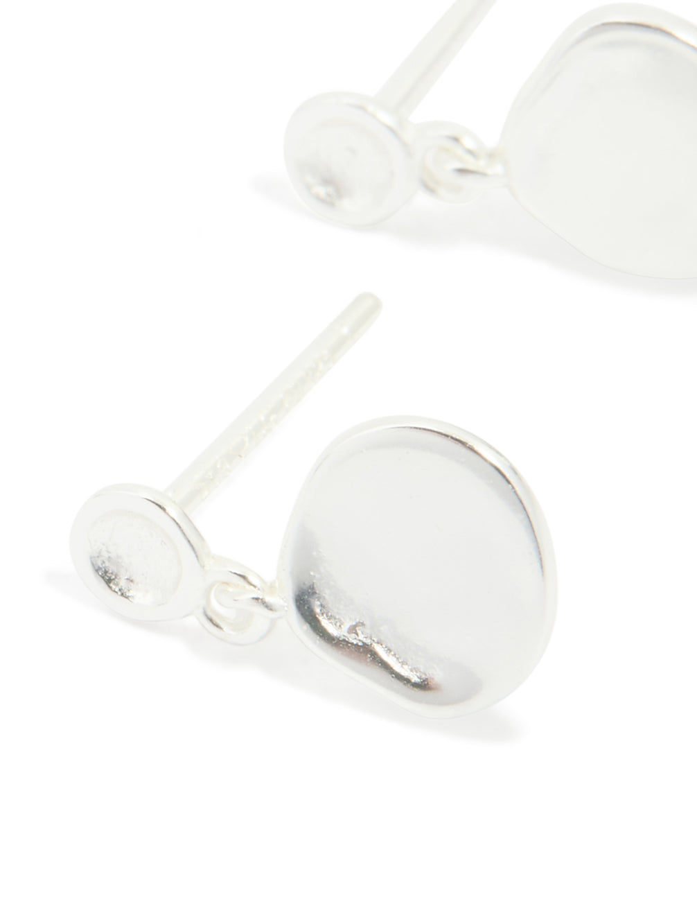 Sterling Silver Round Drop Stud Earrings